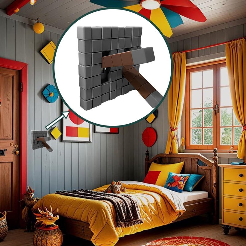 EumbHoa Pixel Block Light Switch Cover Plate, Double Gang Toggle, Screwless Flip Panel, 3D Gaming-Style Wall Decor, Two Interchangeable Levers,Gift for fans(Gray) - Image 3
